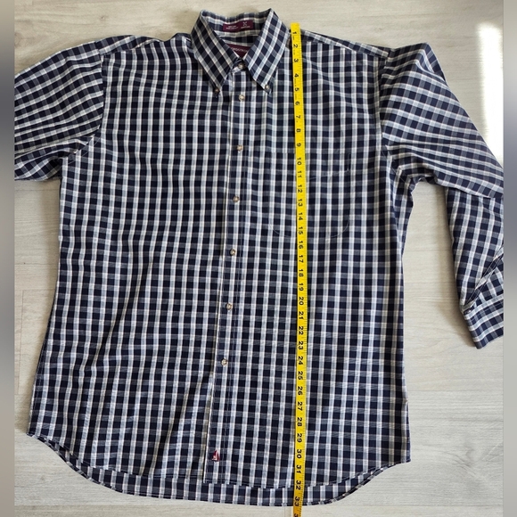 Nordstrom Men's Smartcare Wrinkle Free Navy and White Checkered Shirt - Picture 7 of 9